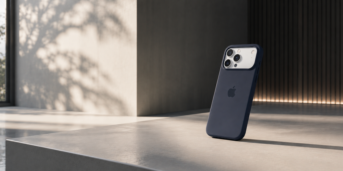 Funda KLIO en un iPhone, sobre mármol